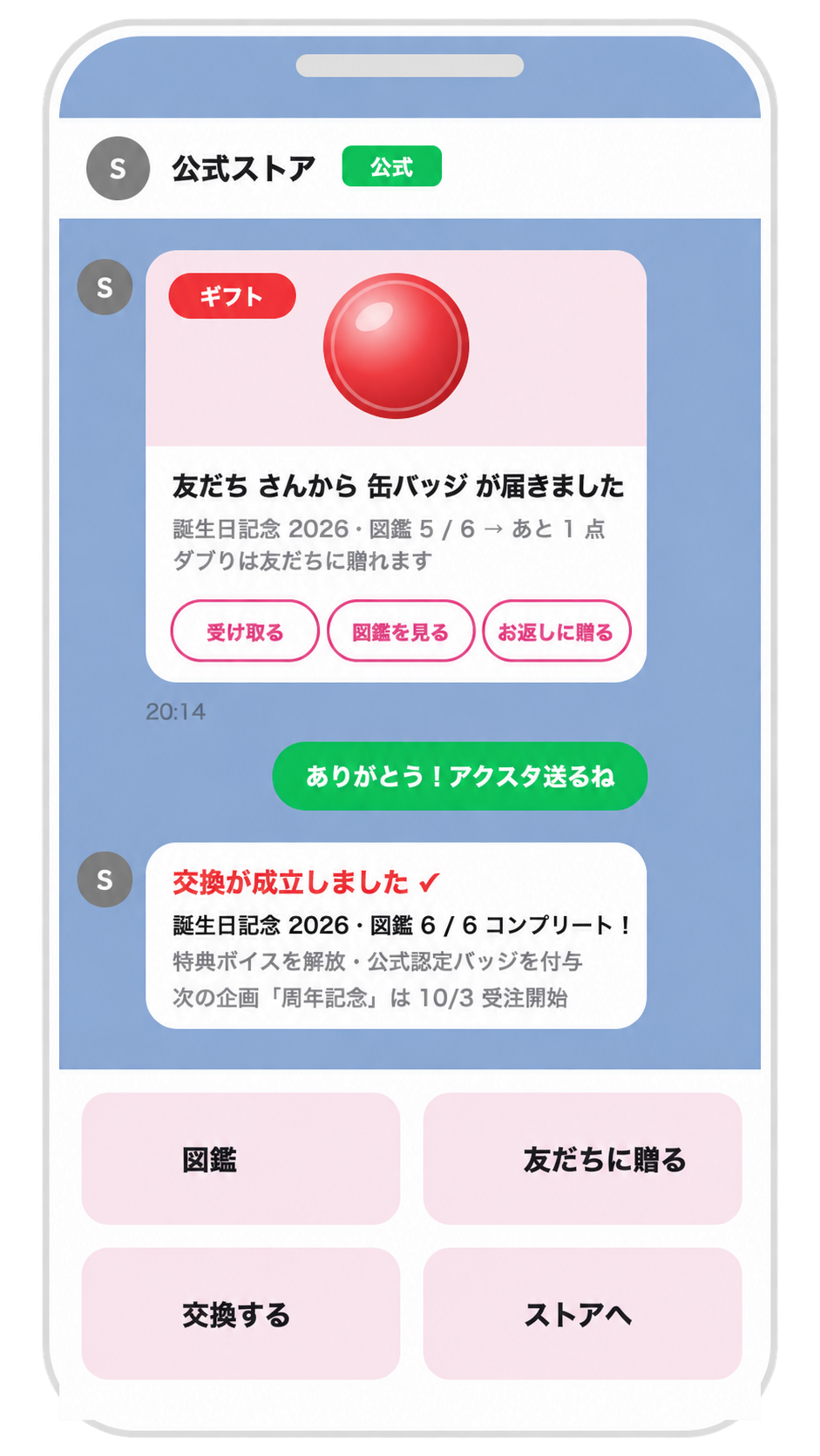 PPT掲載のLINE連携・贈る／交換の提案イメージ